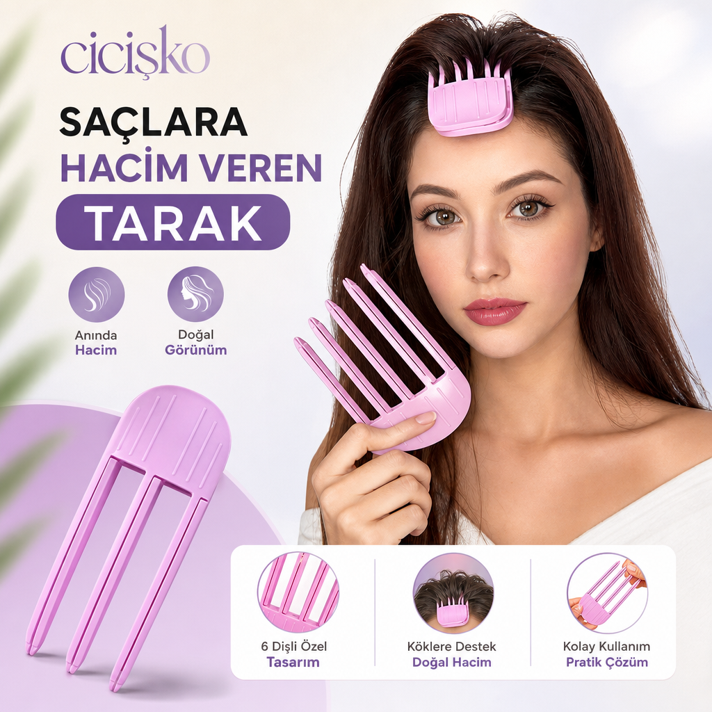 Cicişko©- Hacim Veren Tarak Kore Saç Klips