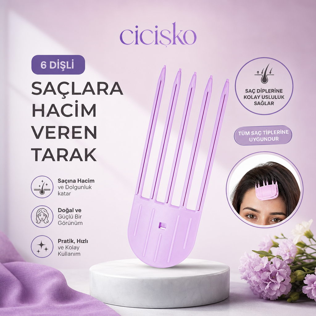 Cicişko©- Hacim Veren Tarak Kore Saç Klips