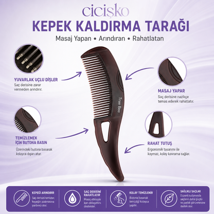 Cicişko©- Kepek Kaldırma & Anti-Statik Masaj Fırçası | Kendi Kendini Temizleme Özelliği