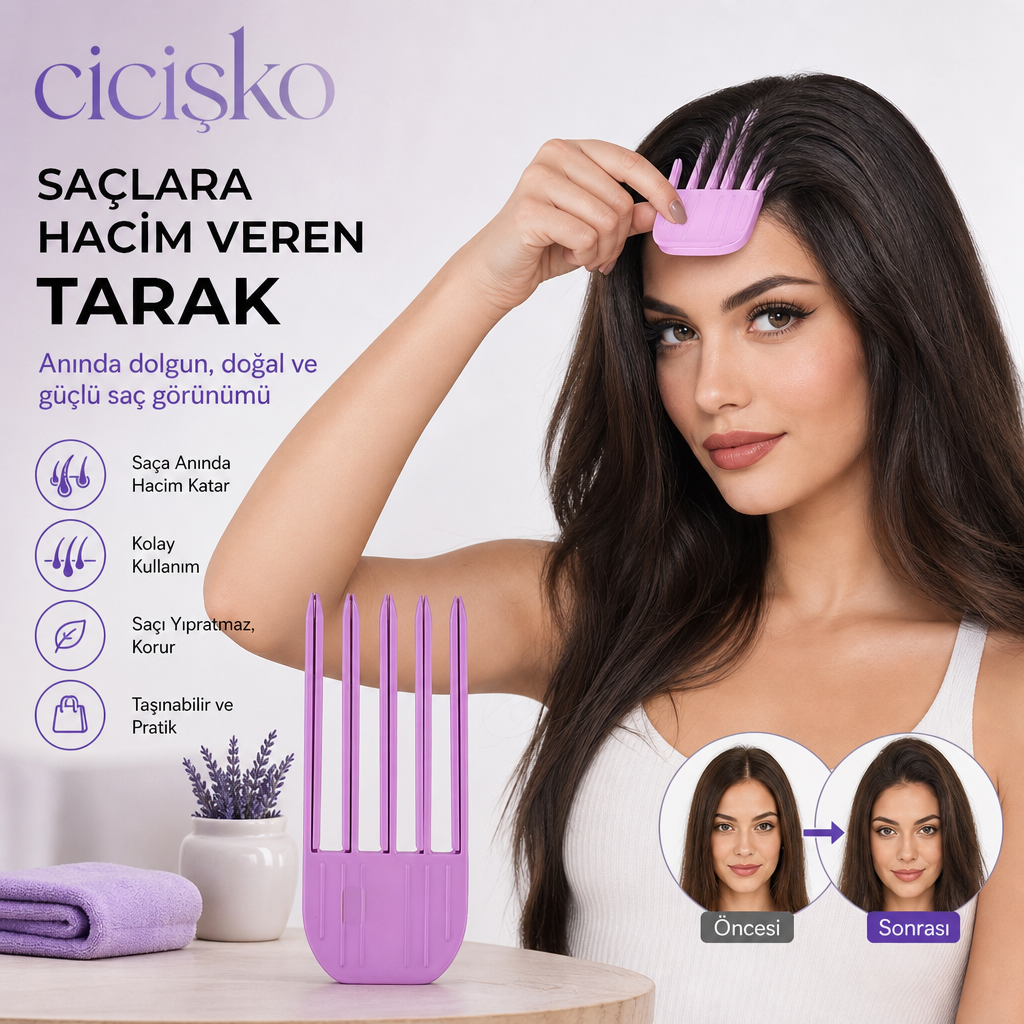 Cicişko©- Hacim Veren Tarak Kore Saç Klips