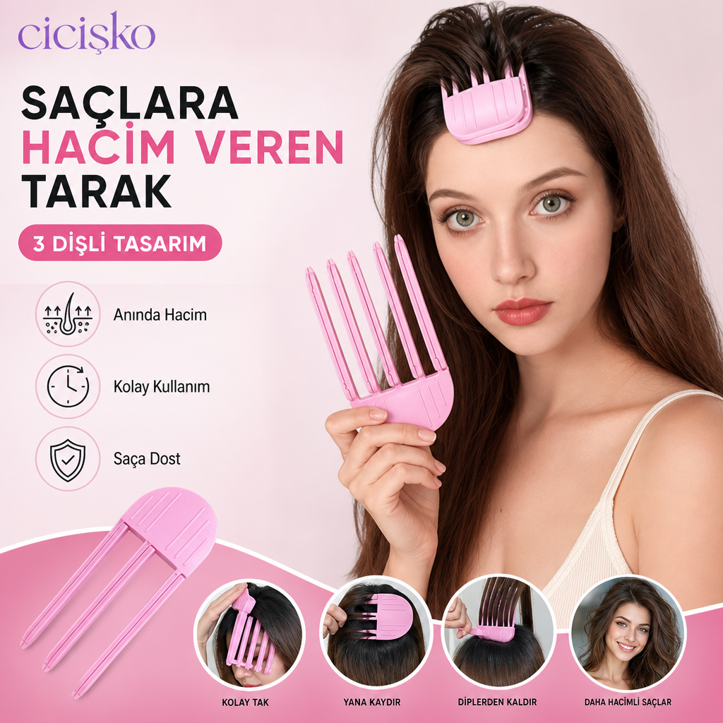 Cicişko©- Hacim Veren Tarak Kore Saç Klips